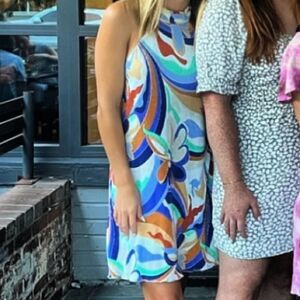 Printed halter mini dress